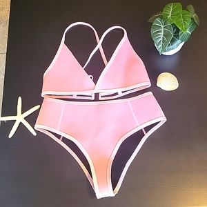 PINK Hoaka Velvet  bikini  MED TOP LARGE  BOTTOM